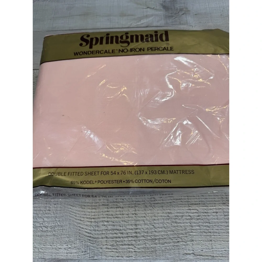 Vintage Springmaid Wondercale Double Fitted Sheets Lot 2 Pink White NOS Percale